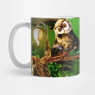 Cute owl with little kitten Mug